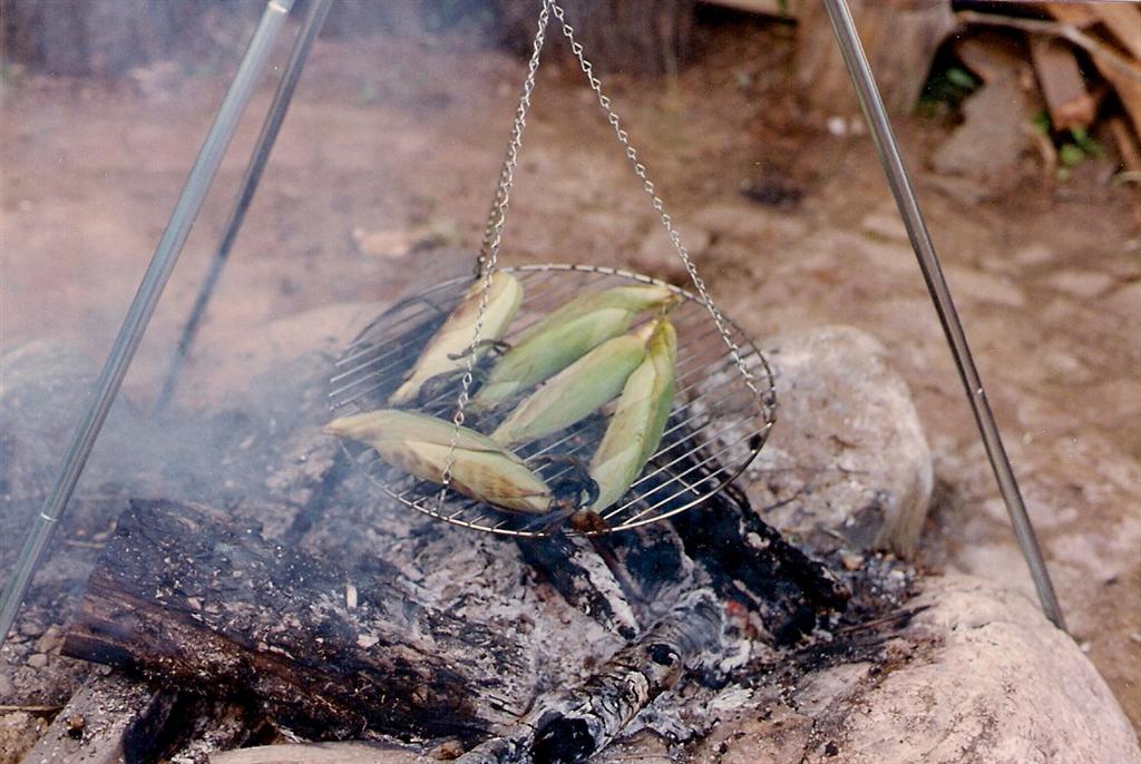 The first corn of the year is for sale in town. It's good roasted over a fire but better roasted over a fire and slathered with butter and salt.