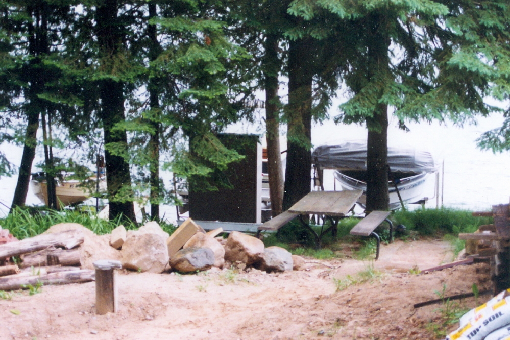 The new shed (Rubbermaid) was added to the dock complex after a "foundation" was hastily put together using some scrap wood.  We had to leave just after unloading and building to get back to work. We'll be back next week to pull fish from the lake and test the waters for swimming. My guess is that there will be plenty of fish, but the water will not be ready.<br><br><br>-Nemo plays both sheepshead and bumper pool