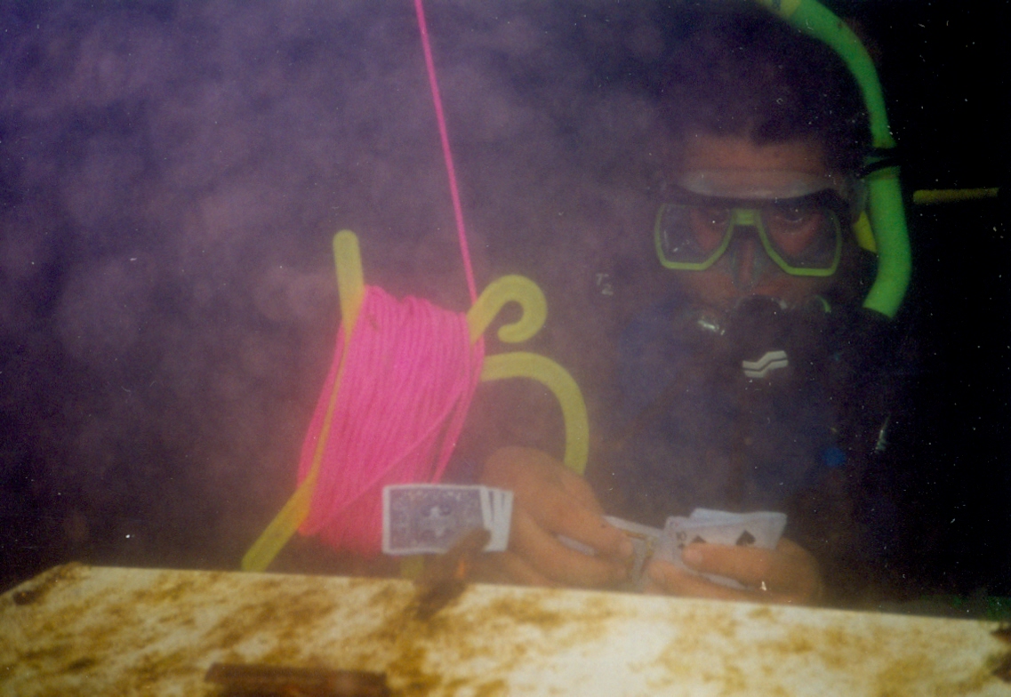 When not swimming with the fishes, underwater card games were played. The table talk was lowered but Mrs Nemo kept on floating away.