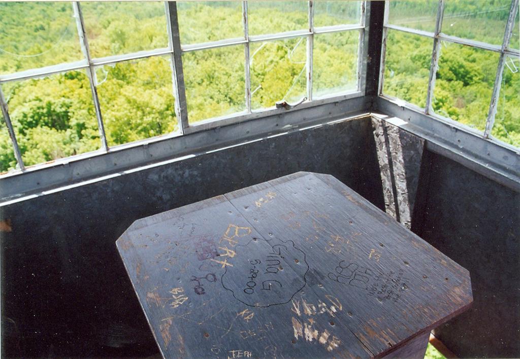 The little house on the top of the fire tower at Sugarbush Hill was open! That made the usually fantastic view 4 feet better. Krispa requested that we time him on his trek to the top. We did. He made it to the little room in 66 seconds and thus started a race to the top for all subsequent visits.