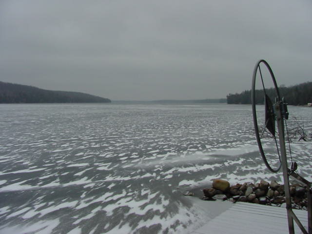 The men left for Lake Lucerne early and arrived for a plumbing mission to be preformed at the Knott Lane cabin. The lake was almost, but not quite, iced over.