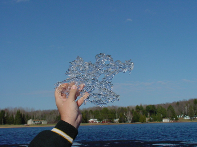 The ice that was left was thin and fused together.
