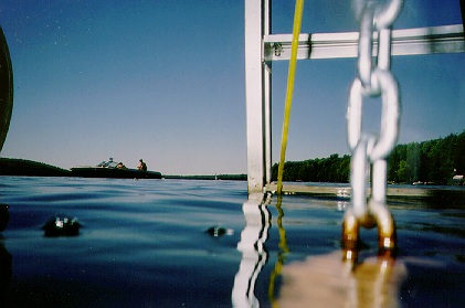 After diving, cover from the sun was found under the raft.