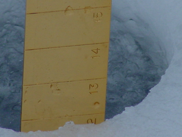 There is just short of a foot of very good ice.  That is almost twice as much as the last few years at this point in winter.