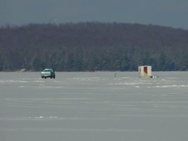 There were signs of ice fishermen around but we did not see any actual ice fishermen.