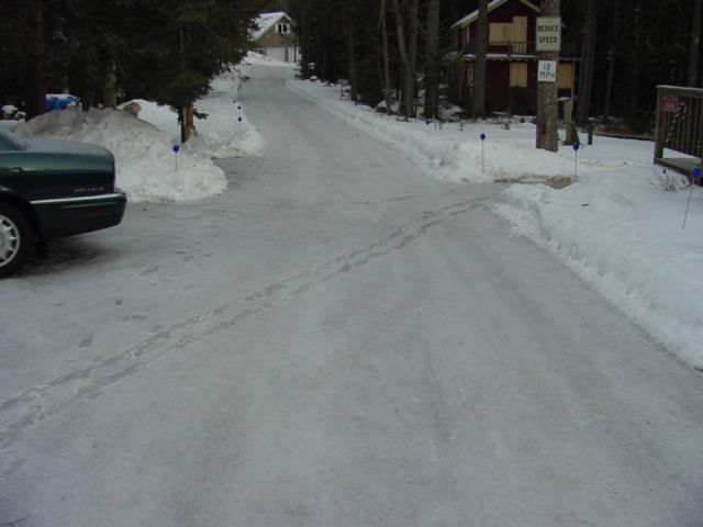 An speaking of treacherous, Knott Lane is iced.
