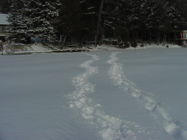 "Breaking Trail" on the lake was especially bad when the snow would go over the top of the boot and join the sock inside.