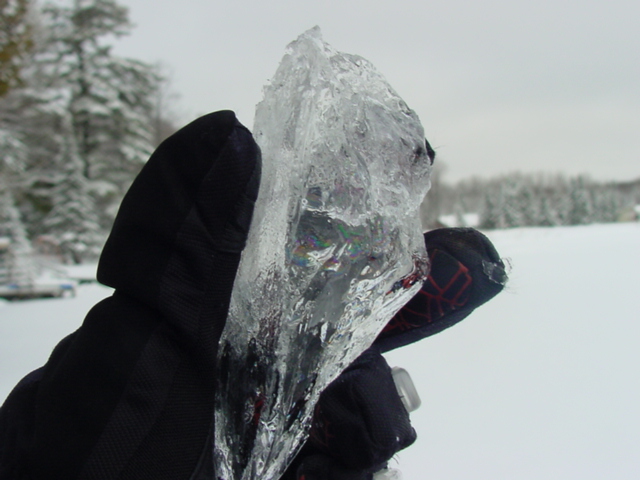 The ice was 8 to 10 inches thick and clear as crystal.