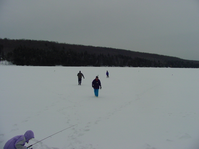 Thursday morning was cool and cloudy.  Some of us laid out the location of the forts, others fished, and still others observed the fort construction from a warm cabin while eating breakfast.