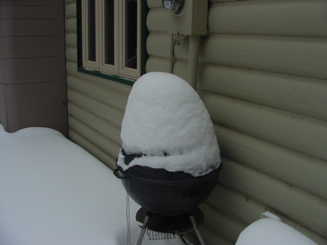I particularly like the snow "hat" that forms on all weber grills.  Images are currently being captured every 2 minutes from just before sunrise until well after sunset on the local server.  I will get those images going to knottlane on St Partick's Day.  Ice-out will be viewed!