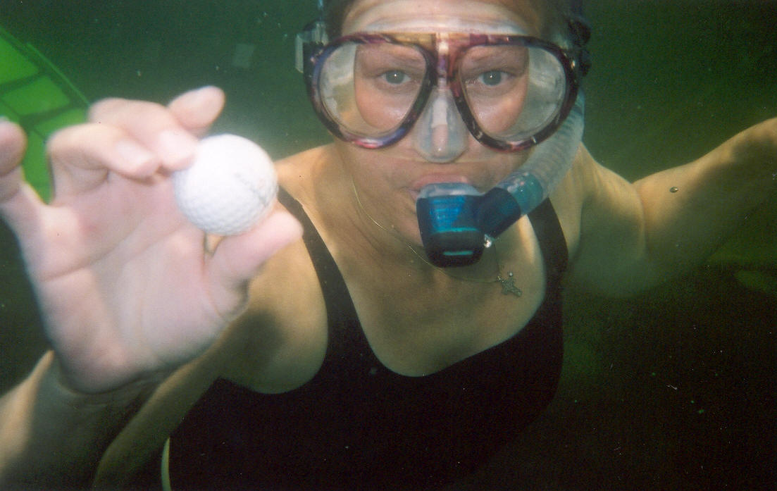 The water quality has made a favorite pastime, chipping golf balls onto the raft and diving for them, easier.