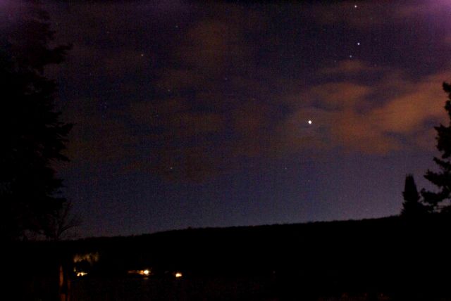 The clouds cleared out Friday evening.  With no moon, the stars dominated the sky except for the west which was lit by a very bright planet Venus