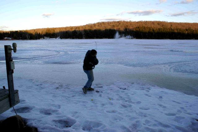 Lake golf was treacherous.  With most of the snow gone the surface was very slick.  On the plus side, we did get some great roll.