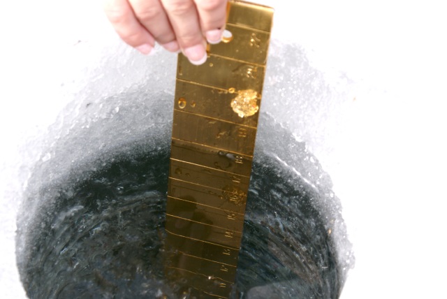 There was 17 inches of solid ice on Saturday.  It will be thinner next Saturday.