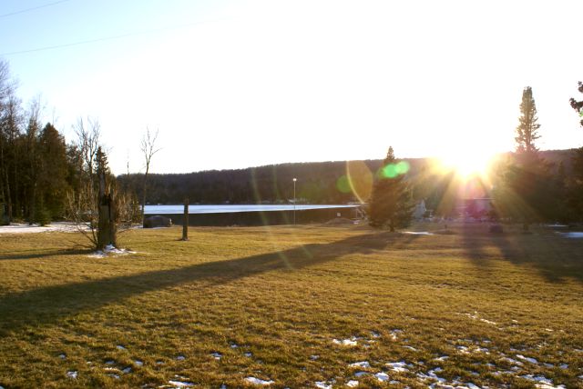 At 7:00 pm, the sun was still kissing the last of the snow and ice that had covered the ground and lake. There was little time to enjoy the sunset because we had a 673 pound fish to fry.