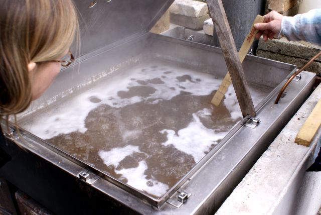 The cold nights and warm days of the weekend produced record amounts of sap that was collected and boiled.  Sappers were still dealing with a sap backup when we left on Sunday.Maintenance was performed on the webcam after power was restored to the device Sunday.  It has preformed well since.