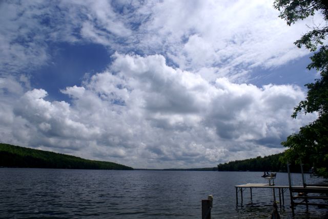 The lake is still low. We need much rain to bring it back from it's current level of 14 inches below the nail.  A bit of rain fell Saturday morning, then the skies became partly cloudy.