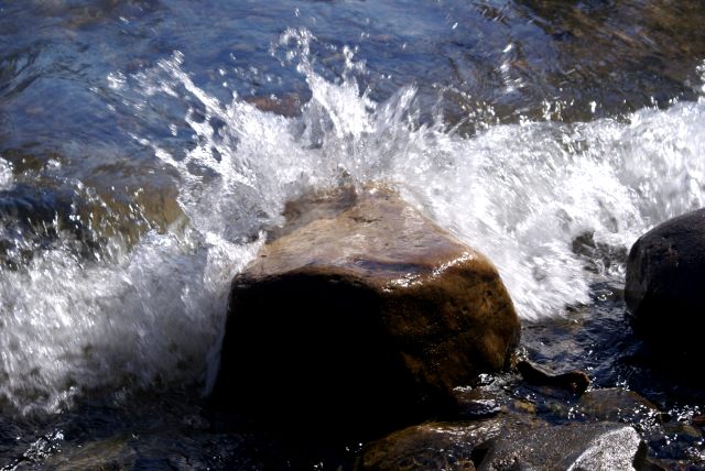 A wind from the south picked up on Sunday and waves crashed against rocks on the north shore.