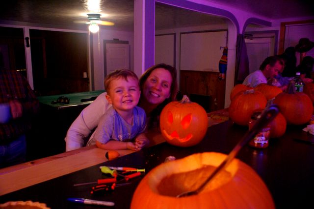 After a day full of pre-winter chores, pumpkin carving was lively and well attended.