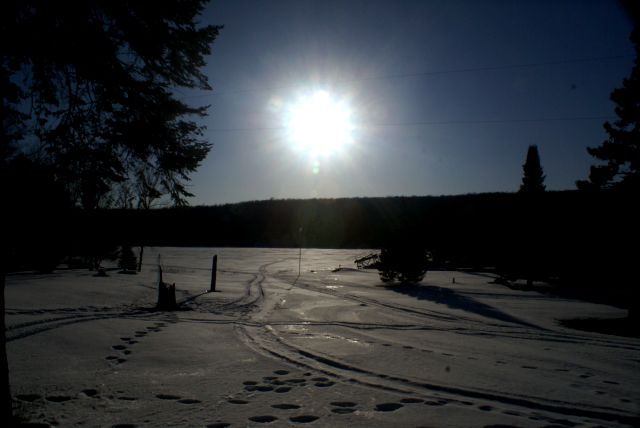 There was still plenty of sun in the sky when we arrived at the north shore of the lake.  Plenty of snow and cold too.