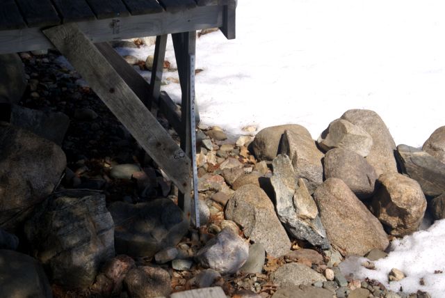 By late Saturday afternoon, the snow pulled away from the base of the nail pier.  It became painfully clear that the lake needs a very wet spring if it is to get up to -18 inches wrt the nail.  Rain and snow are predicted all this week and that, coupled with the run-off from the ginormous snow piles, gives hope.