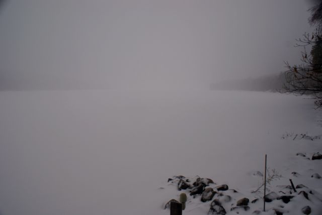 The rain we hit just after Green Bay turned to ice pellets around Townsend and then snow around Carter.  We arrived just in time for a good old fashioned dumping.  By morning, we had drifts over 18 inches by the bar.