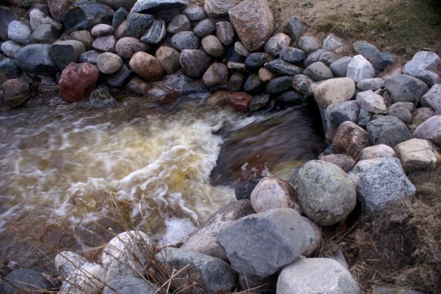 The rain and the melting snow had streams gushing into the lake.  The lake is low but it is rising.  More rain would help.