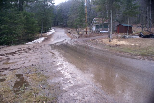The lawn for the length of Timber Shores became a very wide, very shallow river flowing into the north end.
