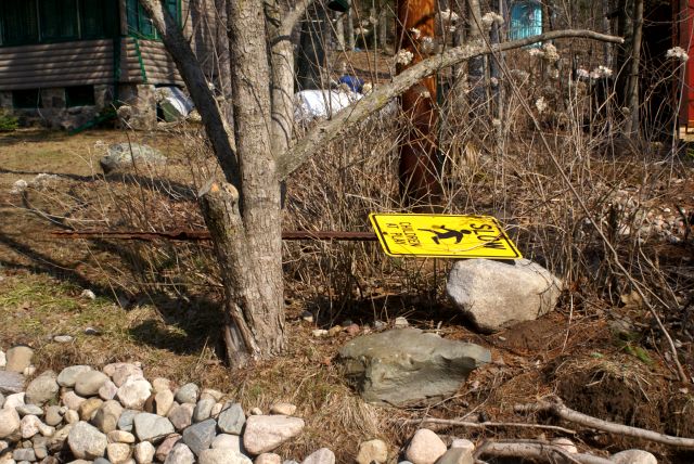 This winter was harder than most.  Plows taking down mailboxes is common.  I don't think I've ever heard of plows taking out signage, until now.