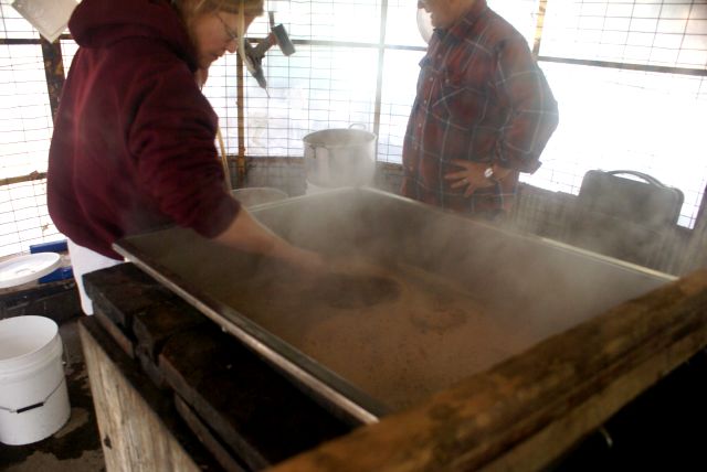 On Sunday we helped pull one of the last batches of maple syrup this season.