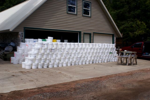 The stacks of spiles were not as impressive as the stacks of buckets.