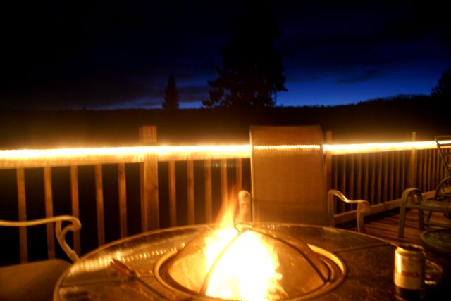 Early evening showers on Saturday kept us off the golf course. The sky cleared somewhat just after sunset.  Yes, that is a Hamm's beer can on the right.