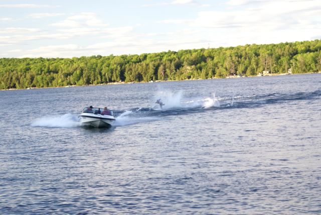 Some of the crashes made the spectators gasp.  No one was physically hurt during the performance but the emotional scar of losing the "Skiing on a canoe paddle" battle, and thus the right to wear the captain's hat during the next show could last a lifetime.
