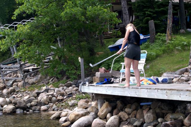 The golf courses are in great shape. Much time was spent working on our short games by chipping balls from the dock onto the raft.