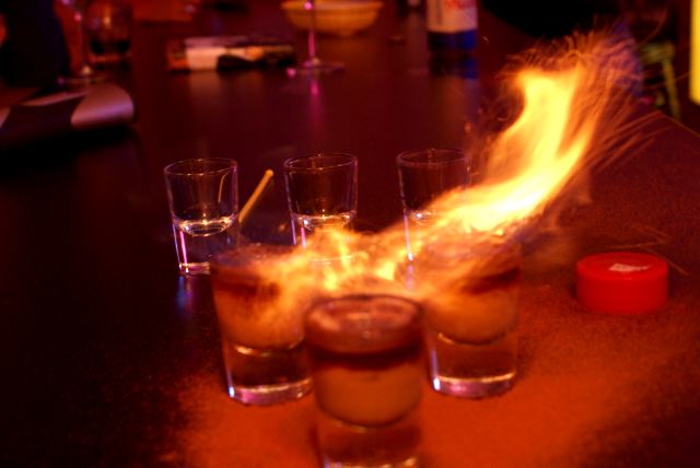 Then came the flaming drinks....