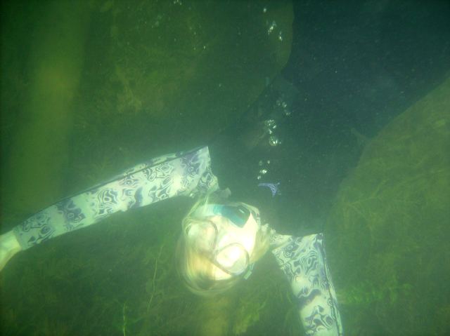 The lake is clear and warming up.  It's at about 68 F on the surface.  Cooler as you get to the bottom.