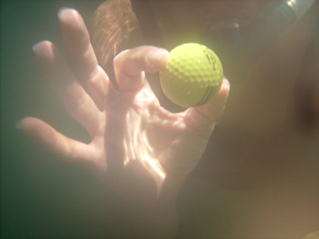 Golf balls, chipped onto the raft, were retrived all weekend.