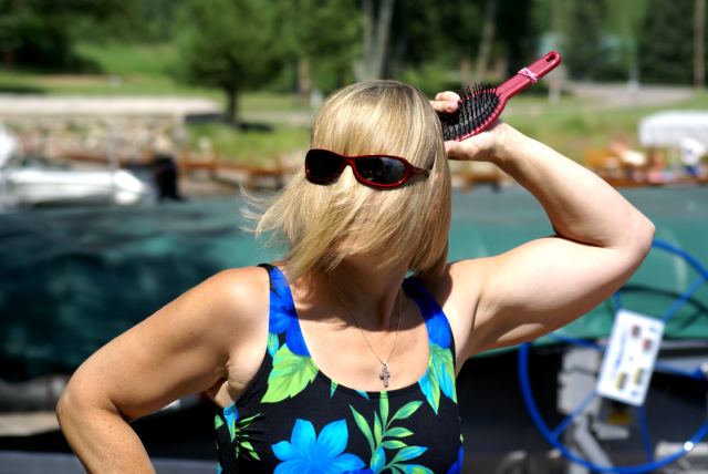 Later in the week, after the hot July sun drove some of the sanity from us, new hair styles were monkeyed with.