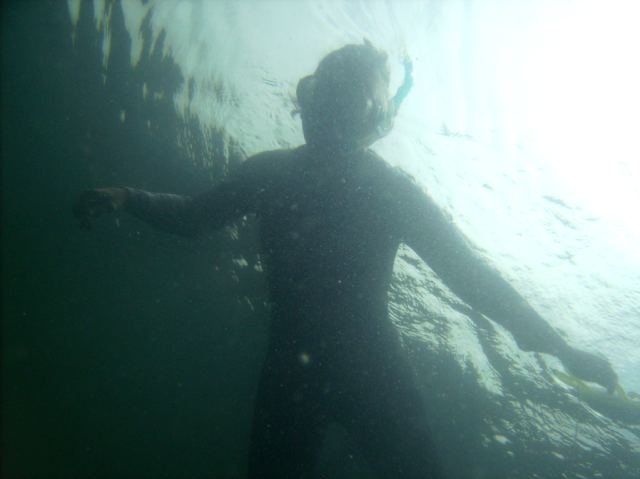 Mrs Nemo followed on, and just below, the surface of the lake while SCUBA diving.