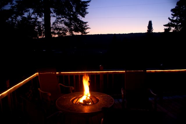 After arriving for the weekend, a fire was lit and a sunset enjoyed.