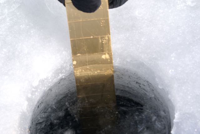 There's 17 inches of very good ice.  The ice will not be going out anytime soon.