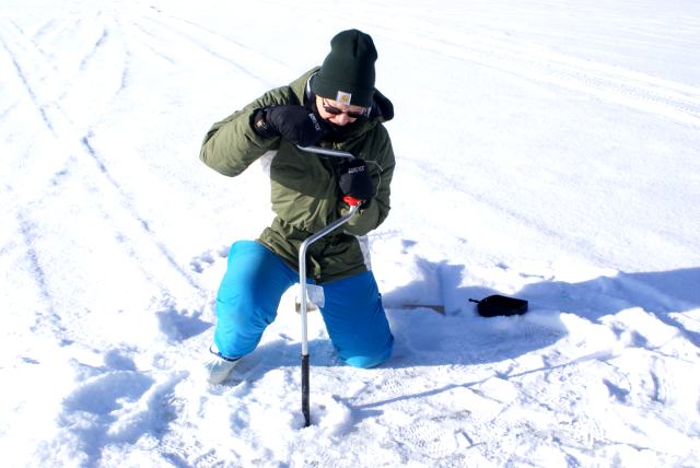 Making a hole in the ice gets rough this time of year if you only have a manual hole maker.