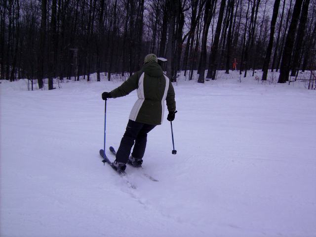 On Saturday, moments after the lifts started, we were on the hills of Ski Brule.  The snow was good and the lines not so long.