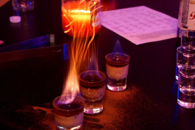 As Saturday got closer to Sunday the Bailey's Comet was sighted on the north end of Lucerne.  A few shots of "Hog Master" were also "enjoyed".<br>Nemo: "xxLt, try some Hog Master."<br><br>Joe: "Yeah, heh,  heh,  try some Hog!"<br><br>xxlt: *gives me a wary look* "What does it taste like?"<br><br>Nemo: *pouring lite shot* "Hard to say." *xxLt Drinks shot* "Sort of like Jagermeister, but better".<br><br>Joe: "Yeah, it's good, heh, heh!"<br><br>xxLt: *Slams empty shot down* "Auggg! I hate Jagermeister!" *attempts to get taste out of his mouth with soft drink that Joe has added more than a little rum to when he wasn't looking*.<br><br>Joe "Heh, Heh, Heh!"