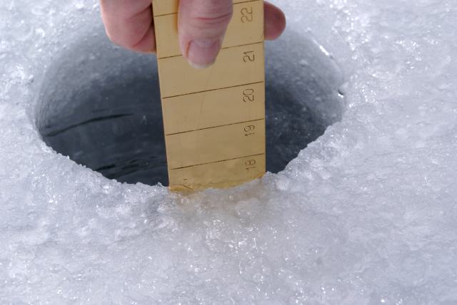 The lake ice was checked.  17.5 inches.  Ice-out did not occur all weekend.