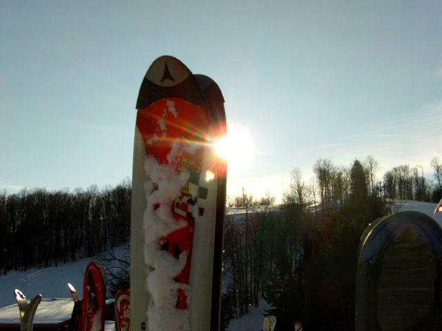 Forty one runs later, the sun was setting and the air was a bit cooler.  The snow was a little slower than past visits and the crowd was slightly larger for a Friday.  Still, <a href='https://skibrule.com/' class ='defaultlink2' target='_blank'>Ski Brule</a> offers some of the best skiing within an hour of Lake Lucerne.