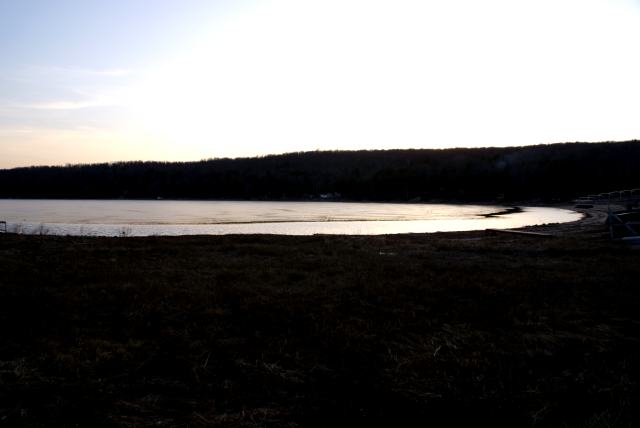 On Friday, the last day we saw the sun, the lake ice was in retreat.  It's clear that the ice is not long for this earth.