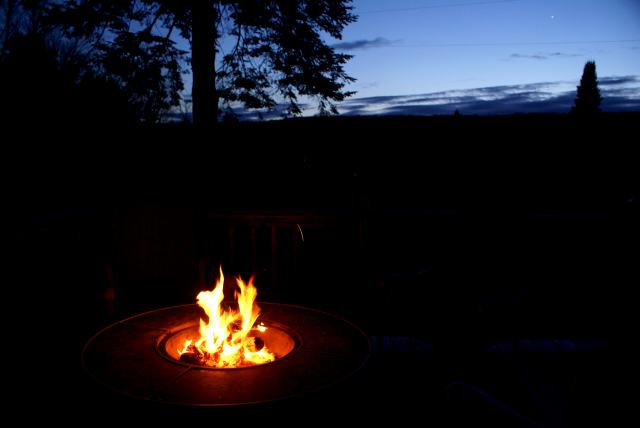 Rain, or rather the lack of rain, has pushed the fire danger to "EXTREME".  The only fire danger level worse is "RUN".  Burning permits have been suspended.  I don't think this includes enclosed deck fires so we had a small, well controlled one.  The lake area badly needs rain.