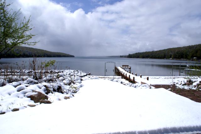 The snow squalls ended and the sun came out later in the day.