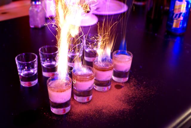 and flaming shots.